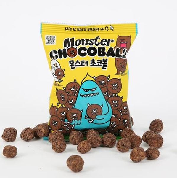 Rich chocolate flavored snack monster chocoball